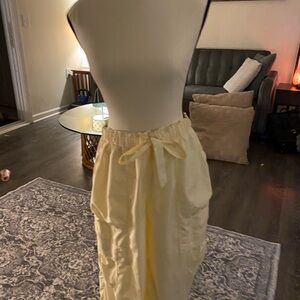 Cream Midi Wrap Capris with Tie Front